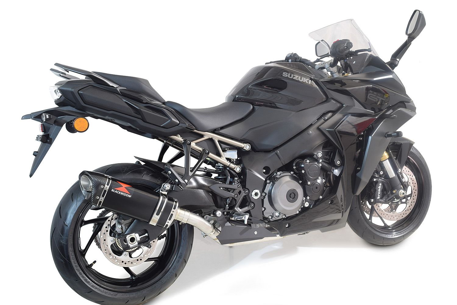 GSX-S 1000 / GT Gen 2 21-24 De-Cat Race Exhaust System 300mm TriOval Black Stainless Carbon Silencer